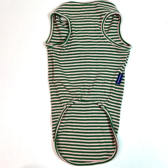 LITTLE BEAST 'Two Peas’ Sleeveless Dog Shirt Pink Green Ribbed Size XL - Picture 4 of 12